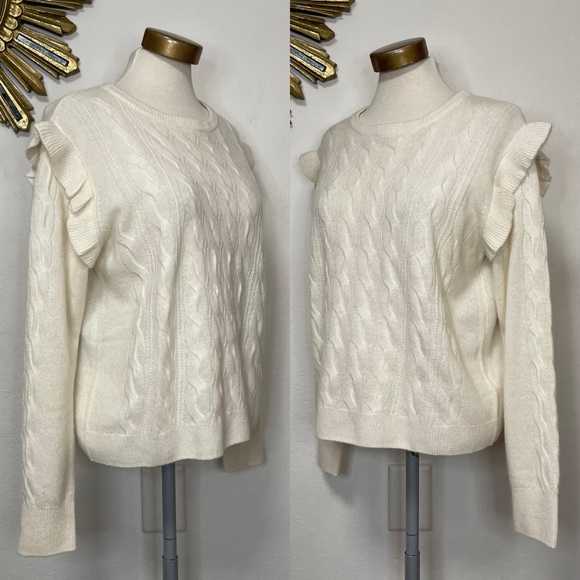 Scott & Scott Cashmere Cable Knit Ruffle Sweater - Picture 2 of 15